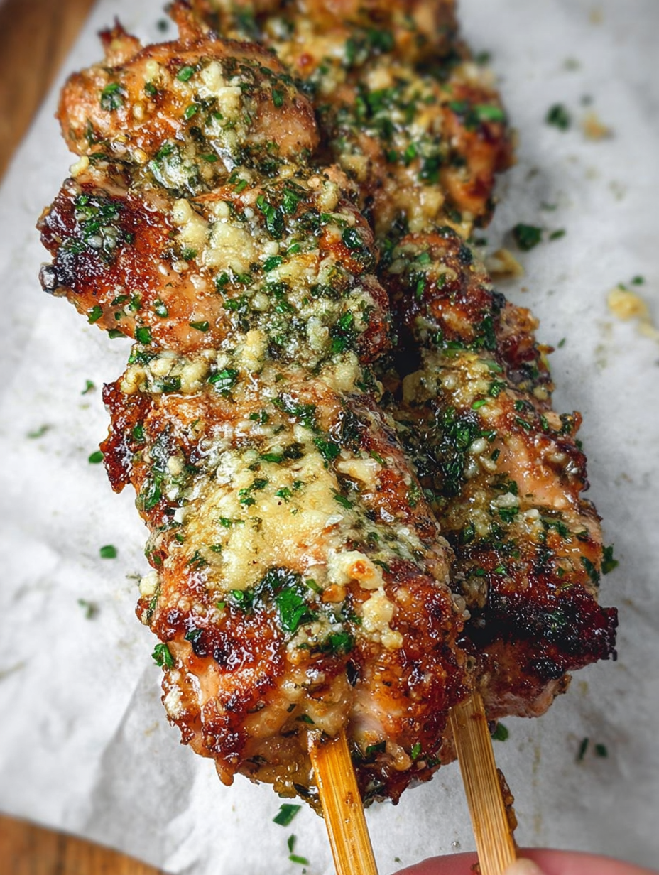 Garlic Parmesan Chicken Skewers
