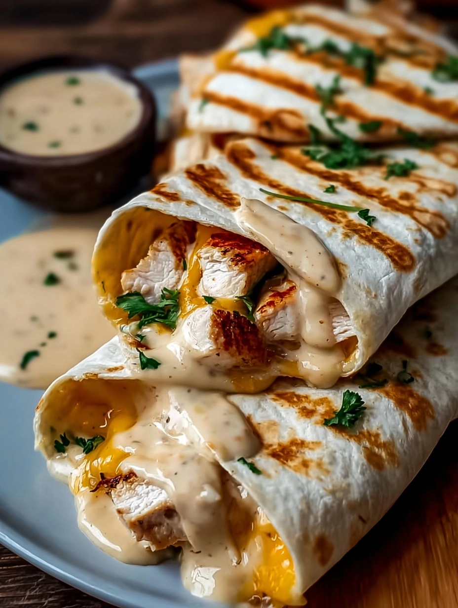 Cheesy Garlic Chicken Wraps