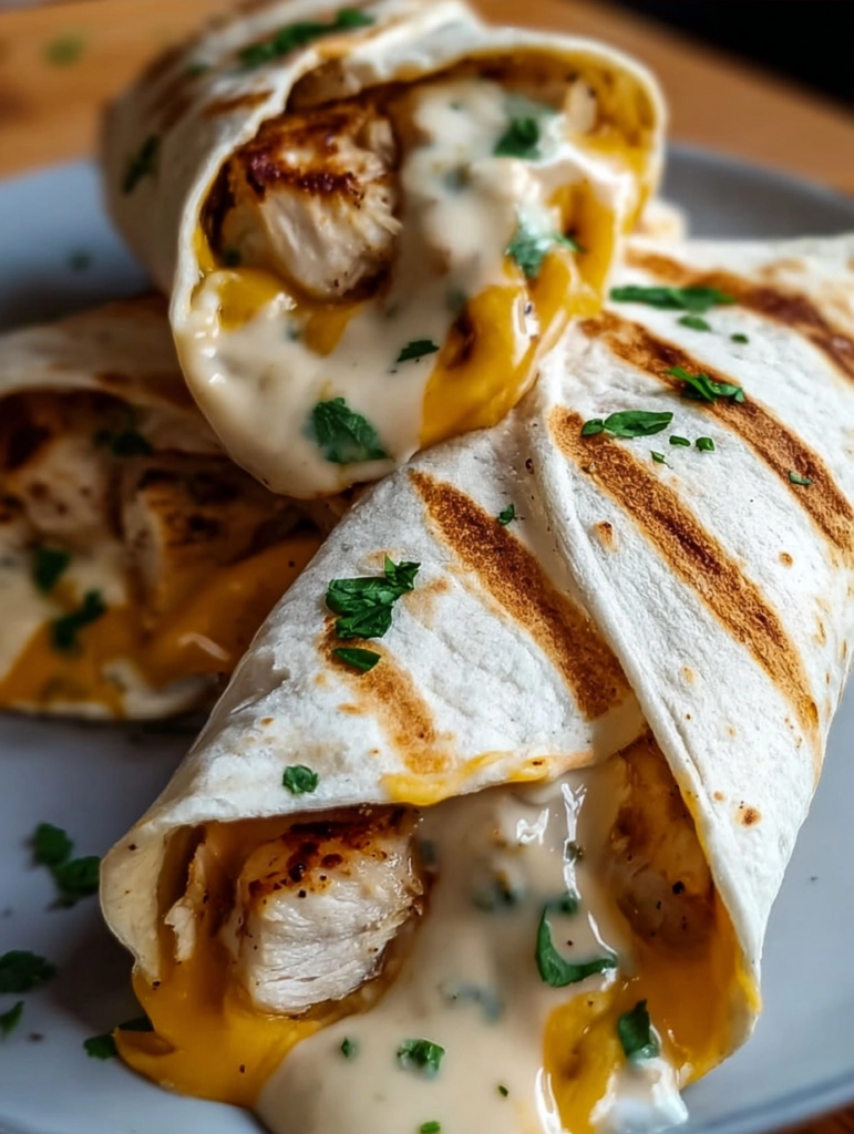 Cheesy Garlic Chicken Wraps