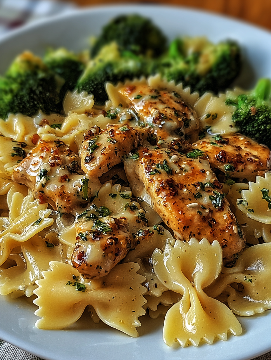 Cowboy Butter Lemon Bowtie Chicken with Broccoli