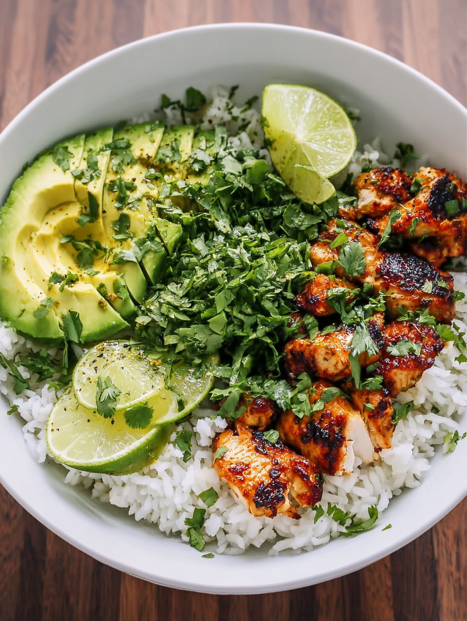 Honey Lime Chicken & Avocado Rice Bowl (High Protein)