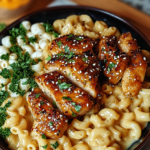 Honey Pepper Chicken with Creamy Mac and Cheese