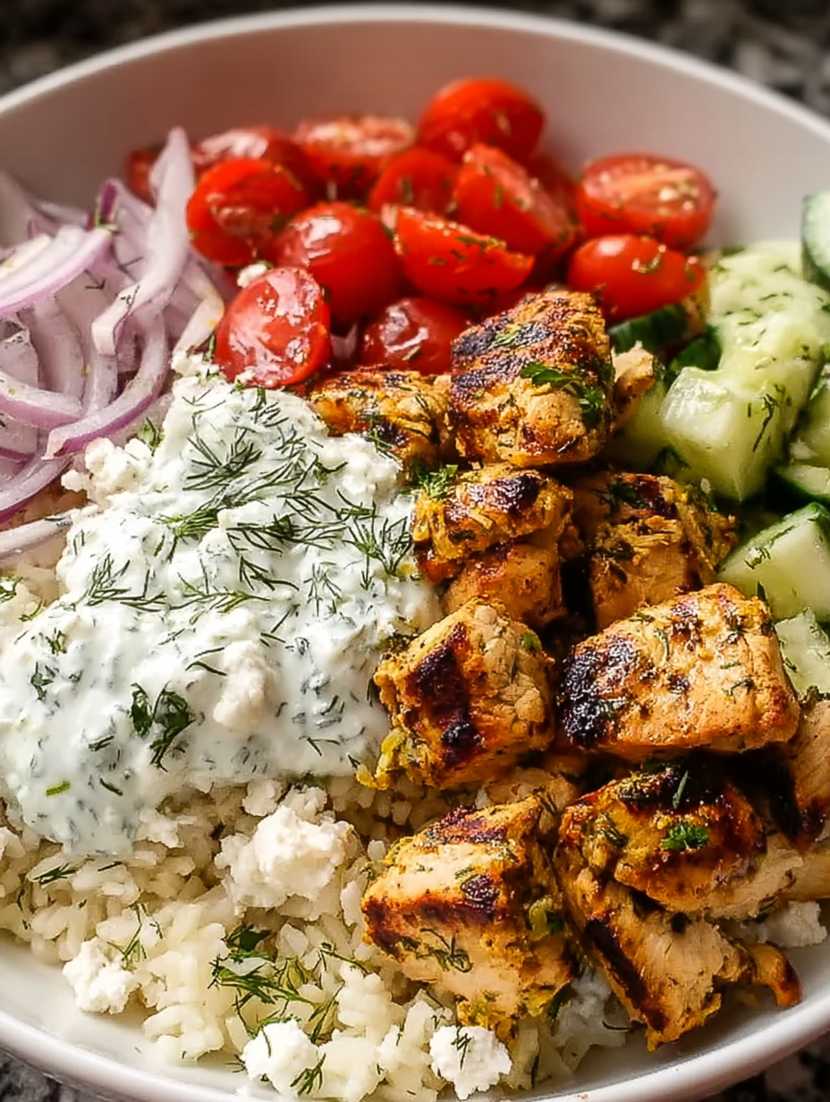 Mediterranean Lemon-Dill Chicken Bowls