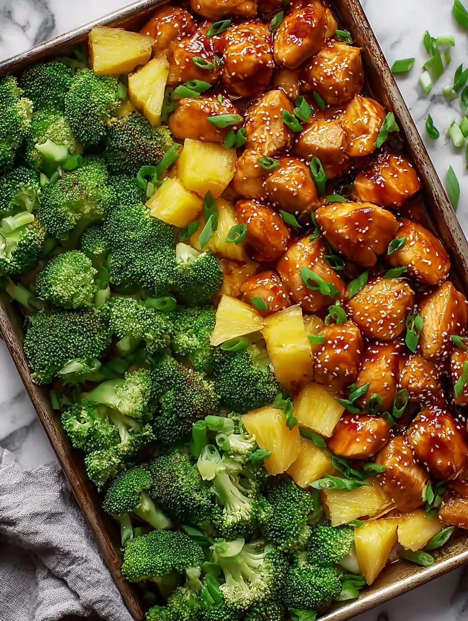 Sheet Pan Pineapple Chicken And Broccoli