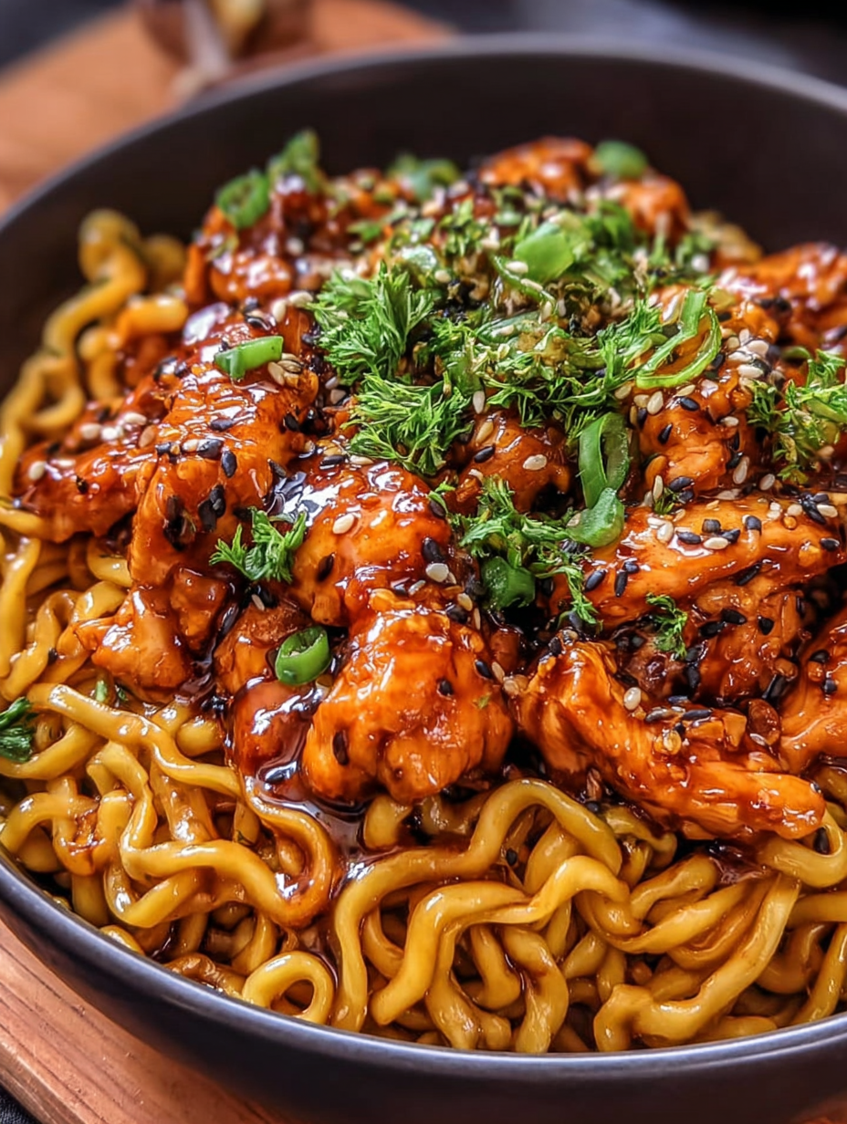 Sticky Garlic Chicken Noodles