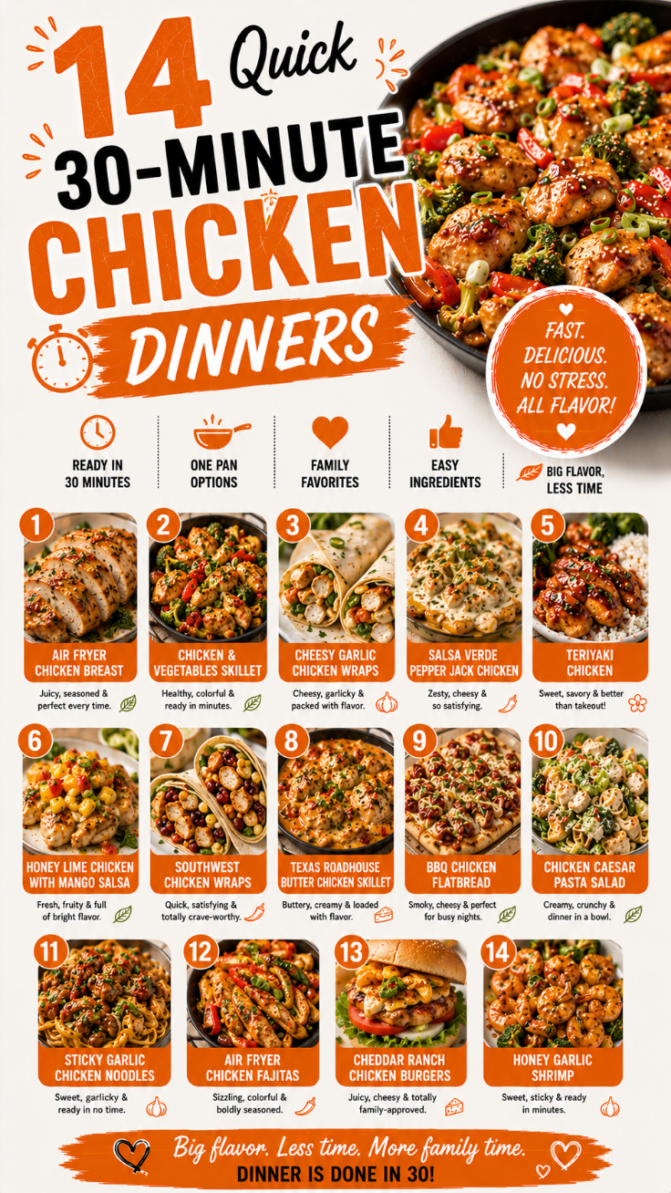 14 Quick 30-Minute Chicken Dinners for Crazy Busy Nights