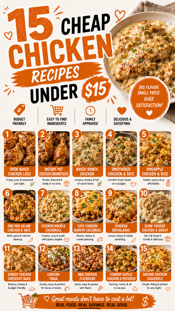 15 Cheap Chicken Recipes For Your Family Under $15