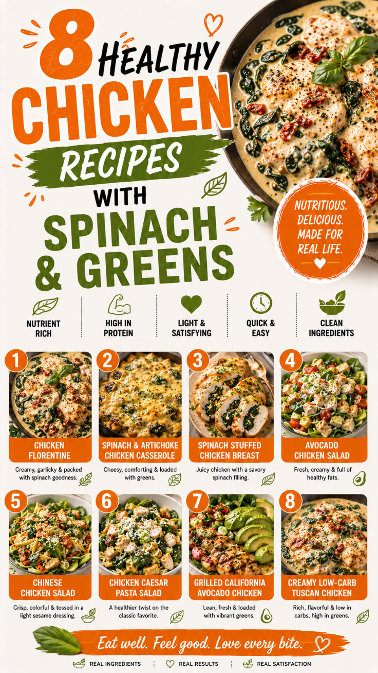 8 Healthy Chicken Recipes Packed with Spinach & Greens