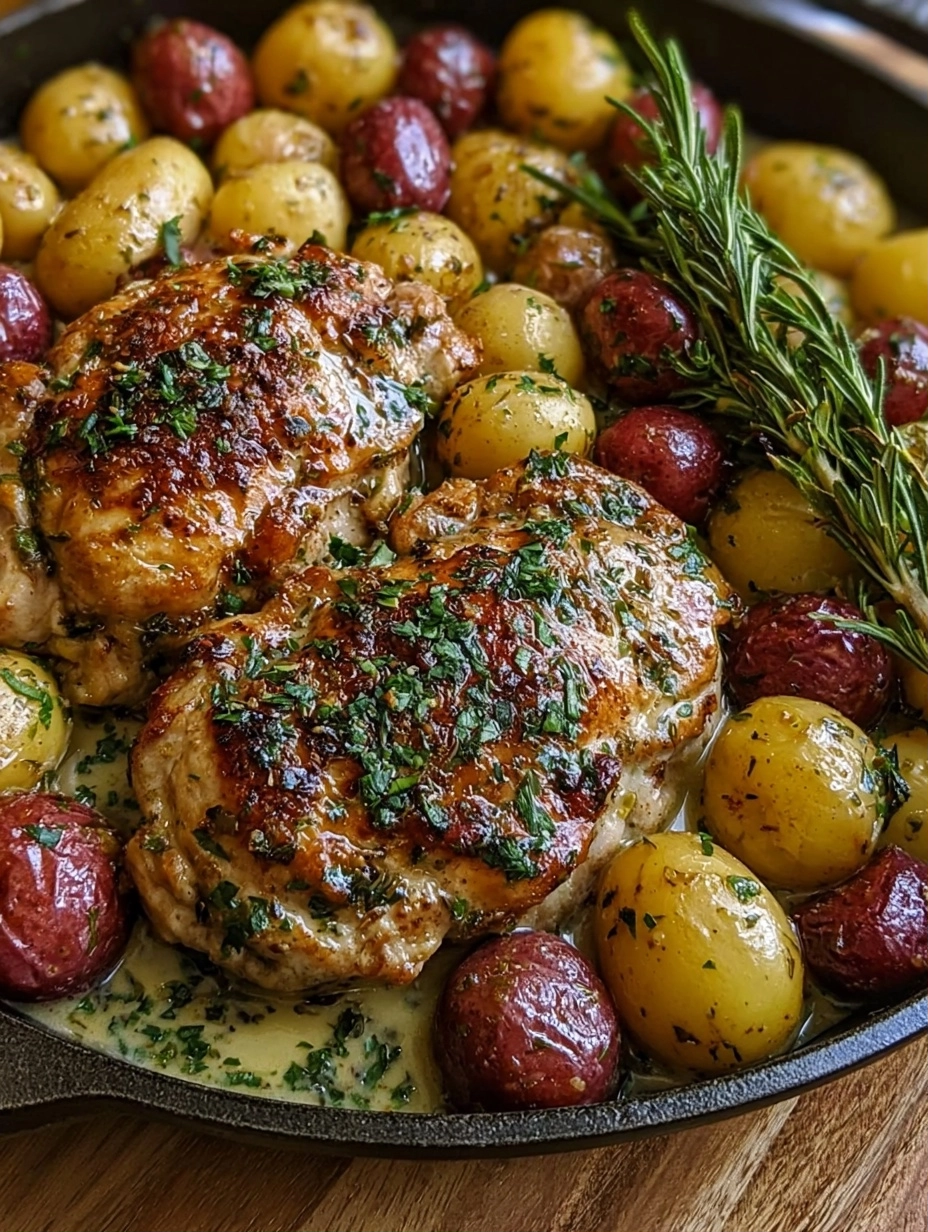 Easy One-Pan Cowboy Garlic Chicken & Potatoes Dinner