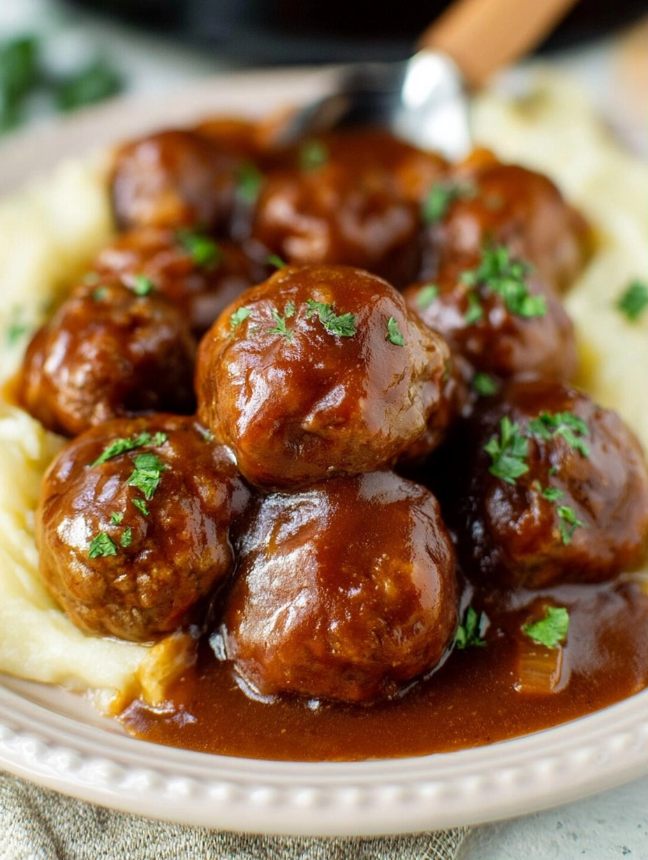 Slow Cooker Salisbury Steak Meatballs