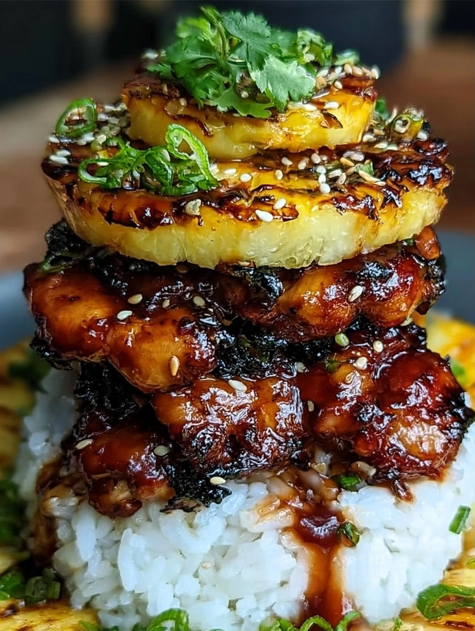 Hawaiian Huli Huli Chicken Stack